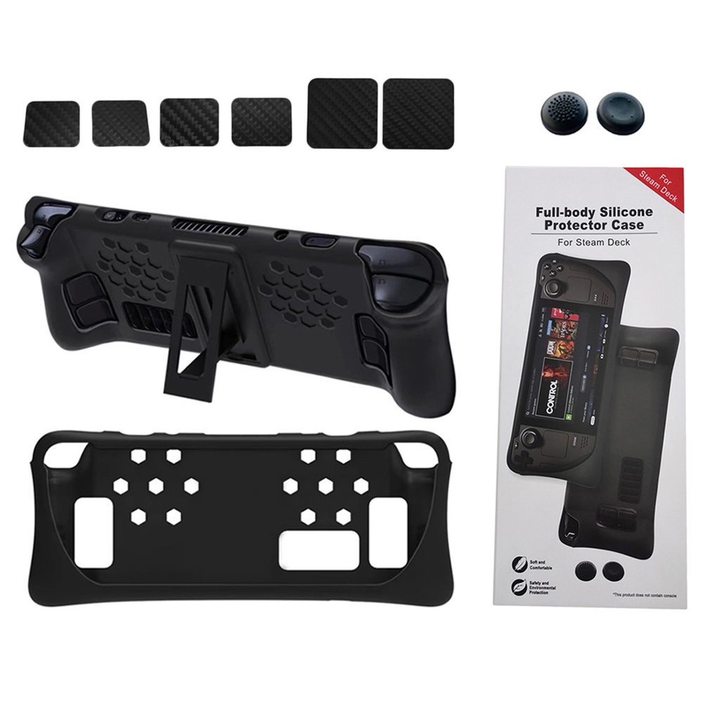 Kit 9 Peças Capa Case e Grips Proteção Silicone Steam Deck