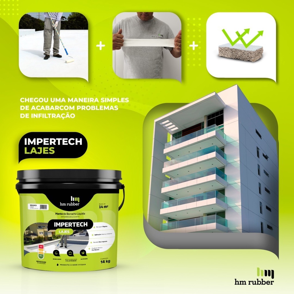 Impermeabilizante Impertech Borracha Líquida para Lajes 3,6Kg Hm Rubber ...