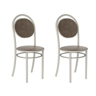 Conjunto 2 Cadeiras 190 Tubo Prata Tecido Bege Carraro