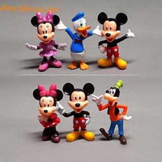 DORETHEA Mickey Mouse Cute 6pcs/set Anime Peripheral Cake Decorações Doll Toys Figura De Ação Infantil