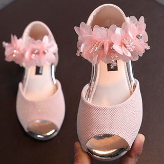 Sandálias Infantis De Verão Novo Estilo Fashion Rhinestone Flower Princess Shoes Little Girls Soft Soled Dance