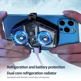 K8 Radiador Para Telefone Celular Com Clipe Traseiro Mostrador Duplo De Temperatura Ventiladores De Resfriamento Rápido Jogos De Transmissão Ao Vivo em Oferta na Shopee