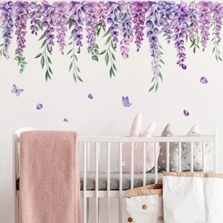 Planta Flor de Lavanda Adesivo de Parede Adesivo de Parede de Lavanda Adesivo de Fundo de Quarto Decoração de Parede