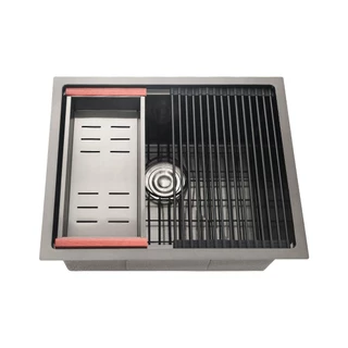 Cuba Para Cozinha Gourmet Aço Inox 304 Workstation Com Acessórios Aruá 58x48 cm Pingoo - Preto em Oferta na Shopee