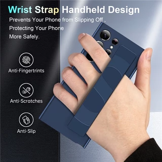 Capa Samsung S24 Ultra S24 Plus S23 Casing Soft Silicone Wristband Ultimate Touch Feeling Proteger A Tela Da Câmera À Prova De Choque Pulseira Matte Transparente