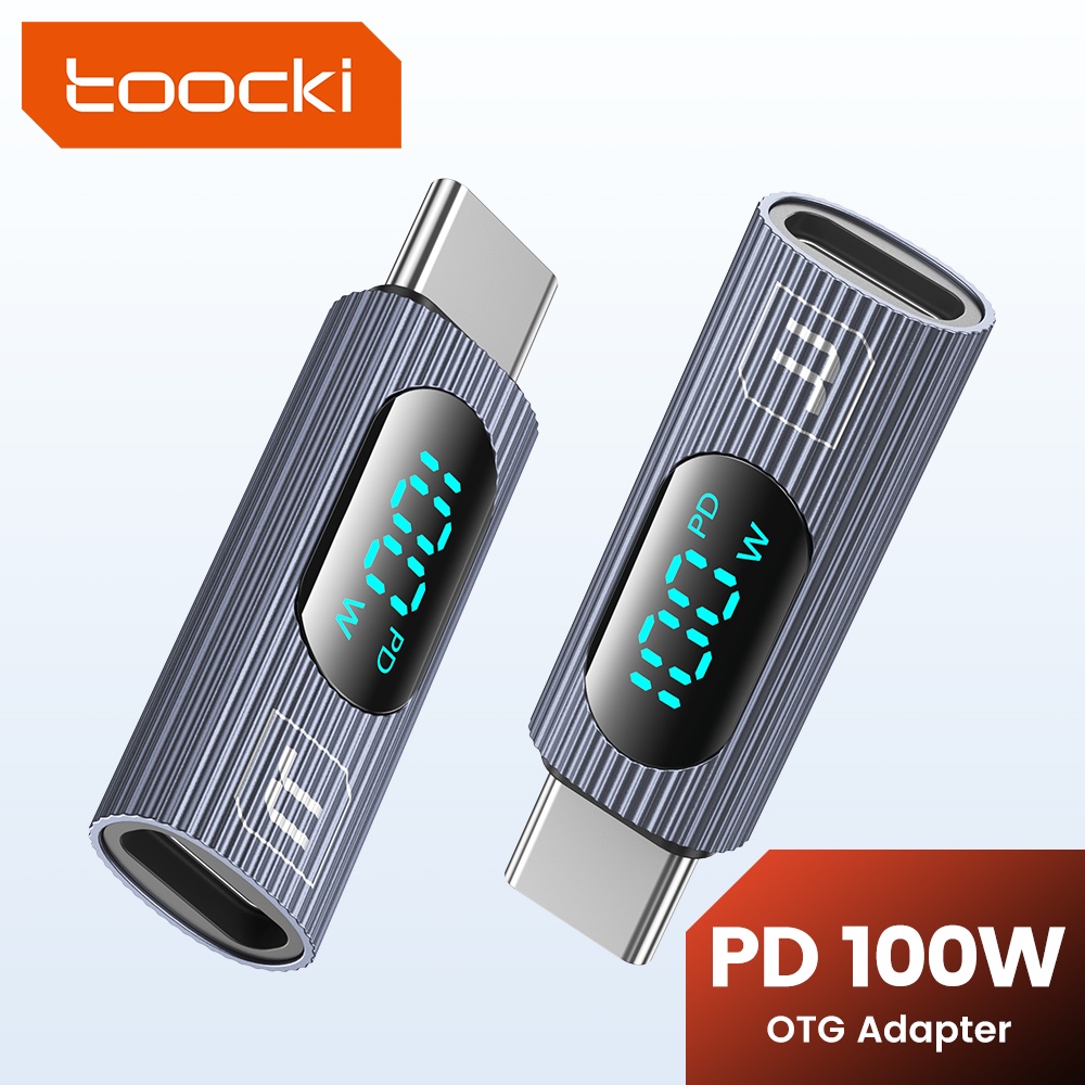 Toocki Tipo C Adaptador De Display Digital Macho Fêmea OTG Suporte Do Cabo De Carregamento PD 100W Conversor Rápido