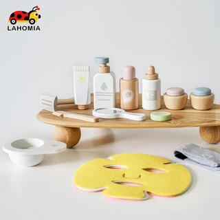 LAHOMIA 17Pcs Conjunto De Maquiagem De Brinquedo De Madeira Pretend Play Playing Game for Kids