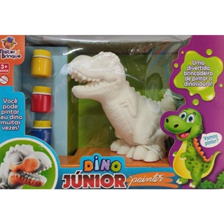 Dinossauro Dino Junior Painter para Colorir com Tinta Guache Mister Brinquedo Infantil Faz de Conta