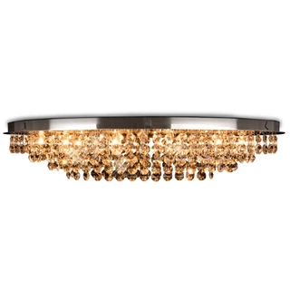 Lustre Cristal Plafon Redondo Inox 10 Luzes G9 Itália Oval LLUMM Bronzearte