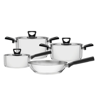 Jogo de Panelas Tramontina Brava Fundo Triplo Cabos e Alças Baquelite Aço Inox 4 Peças