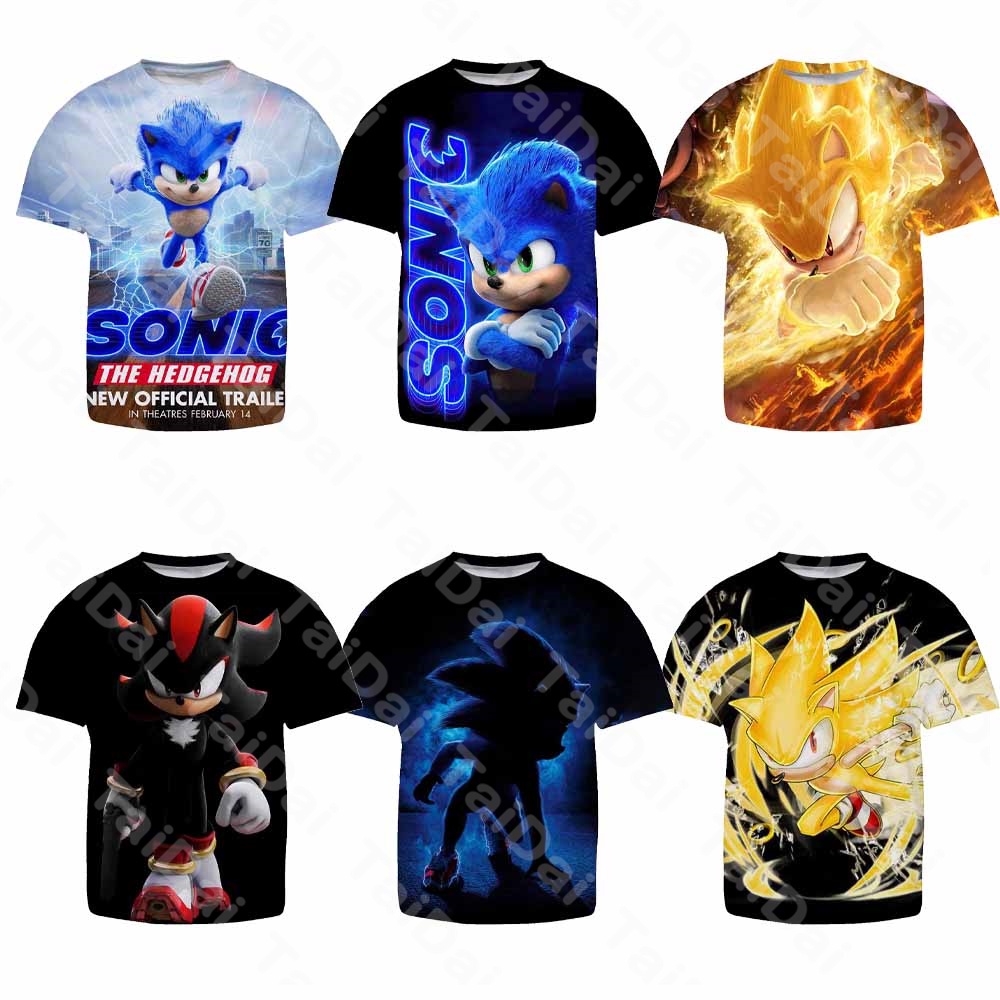 Camiseta Sonic Infantil Juvenil Camisa Personagem Jogo Game Filme Meninos  Crianças Azul Curta Desenho Festa Turma Tails Sonic 2