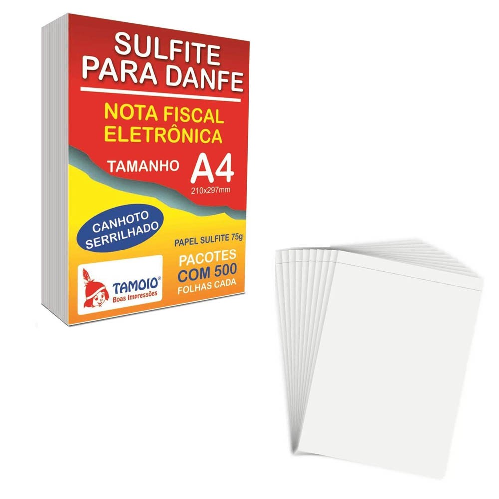 Papel sulfite p/NF eletrônica Danfe A4 500 folhas serrilhado