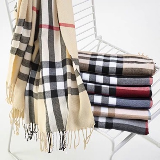 Cachecol xadrez clássico outono inverno quente xale fino cachecol borla feminino