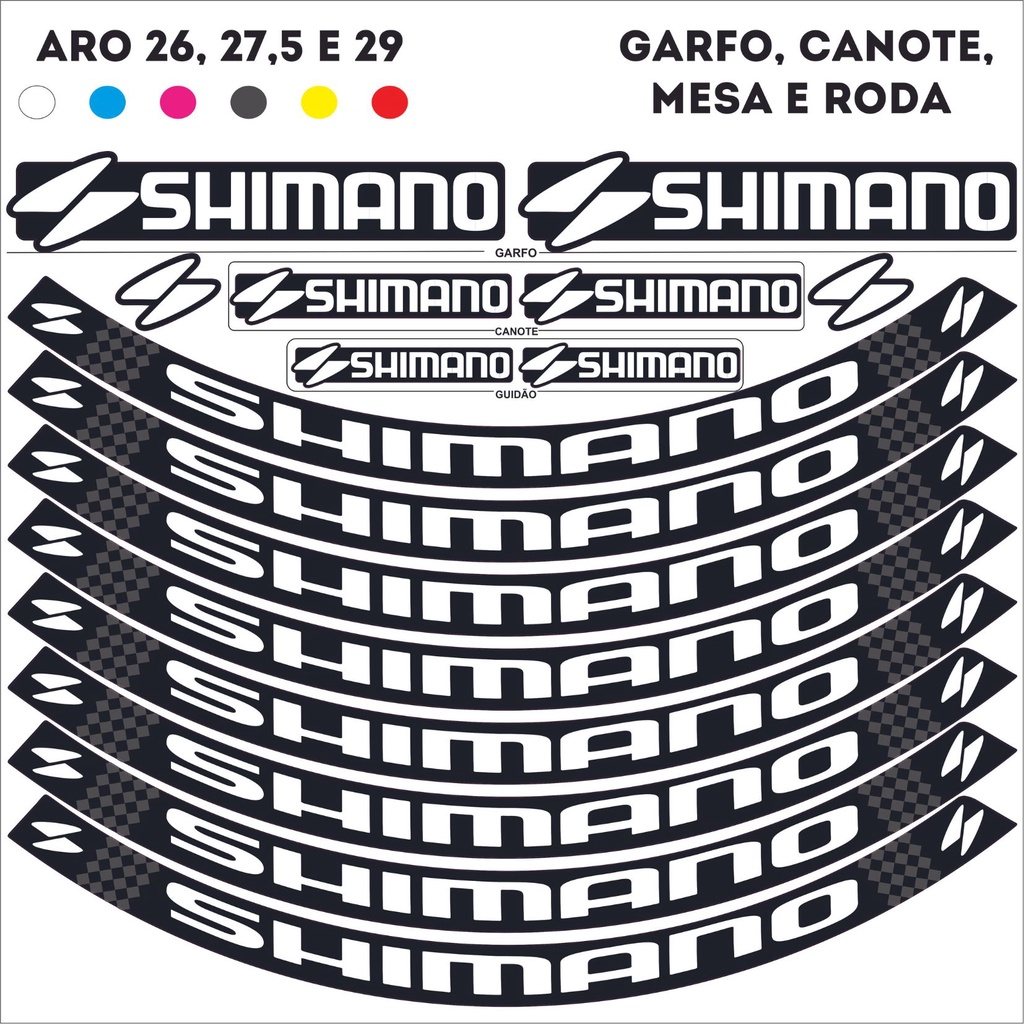 14 adesivos Shimano de roda garfo mesa bicicleta aro 26 e 29