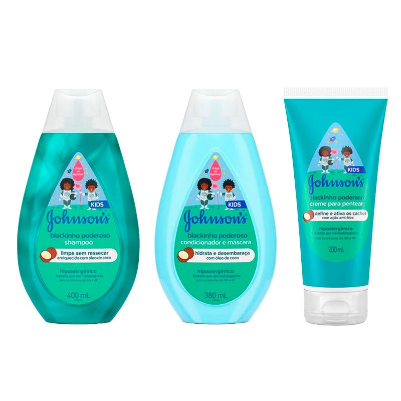 Kit Johnson's Baby Blackinho Poderoso Shampoo + Condicionador + Creme