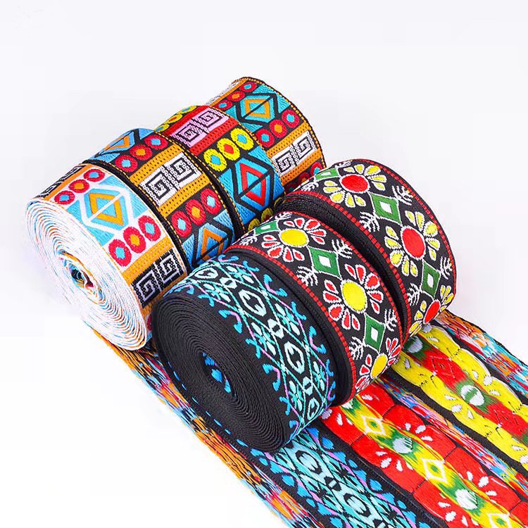 【 10 Yards 】 Geometric Patter Bordado Étnico Floral Com Renda Fita De Para Vestuário De Bricolagem Acessórios De 2,5cm À Venda JY