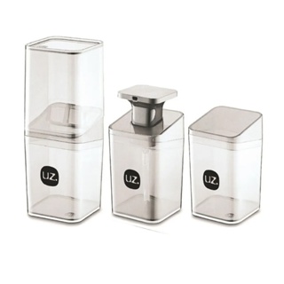 KIT 3 PEÇAS BANHEIRO PORTA ESCOVA SABONETE LIQUIDO ALGODÃO DIVERSAS CORES - UZ