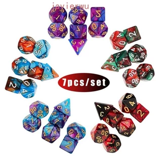 AJAVIERWU Jogo De Tabuleiro De Dados Poliédrico D4 D6 D8 D10 D12 D20 Jogos De 7pcs/Set Para RPG DnD Mistos De Cores
