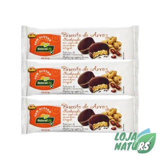 KIT 3 Unidades Biscoito de Arroz Recheado com Pasta de Amendoim Sem Glúten 40g - Natural Life