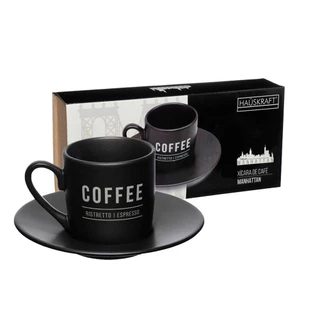 Jogo Com 12 Peças 6 Xícaras Com Pires Café Porcelana Manhattan Preto Café Chá - Hauskraft em Oferta na Shopee