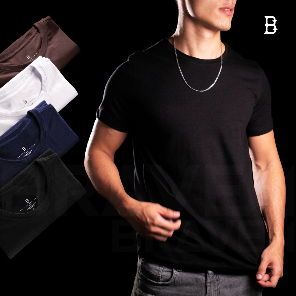 Camiseta Masculina Básica Lisa Algodão Premium com Elastano