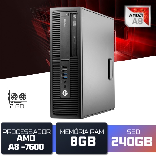 Computador HP EliteDesk 705 G1 SFF - AMD A8 3.8GHz 8GB SSD 240GB