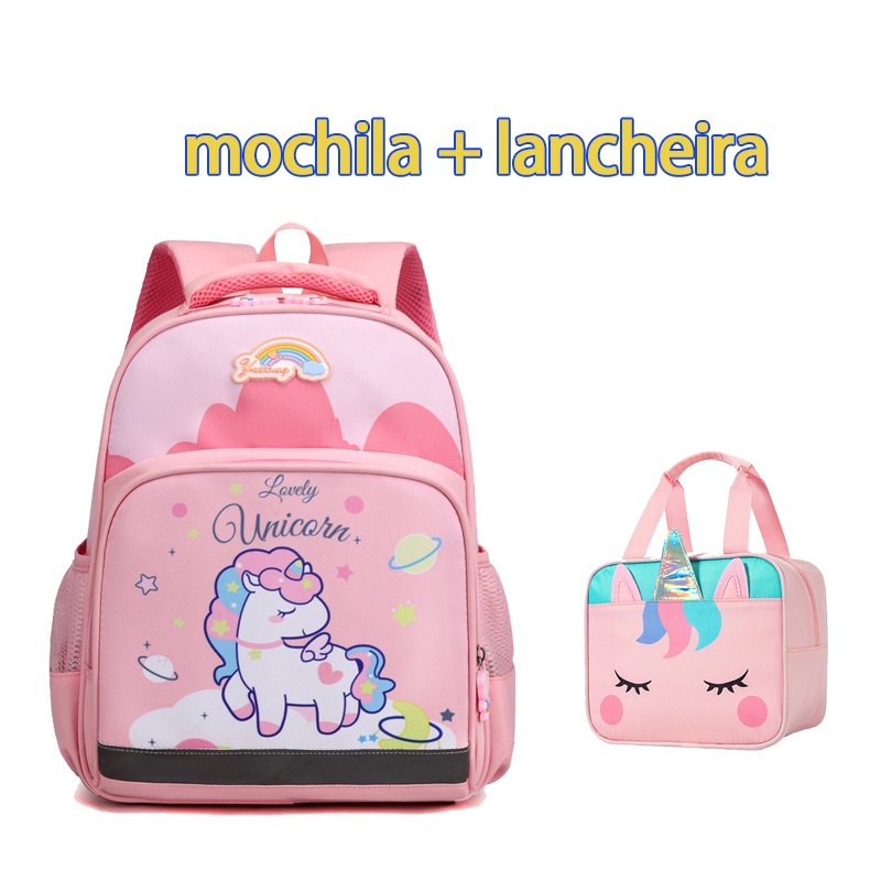 Mochila Unicórnio Para Crianças 2pc Com Lancheira Kindergarten Conjunto De Mochilas Escolares Pequenas