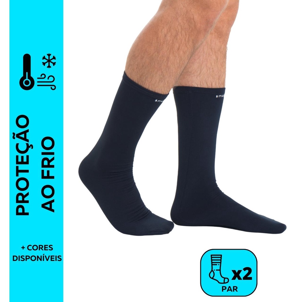 2 Unidades de Meias Térmicas Segunda Pele Flanelada Snugg Proteção ao Frio