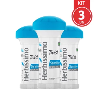 Kit 3un Herbíssimo Desodorante Creme Twist Sensitive 55g