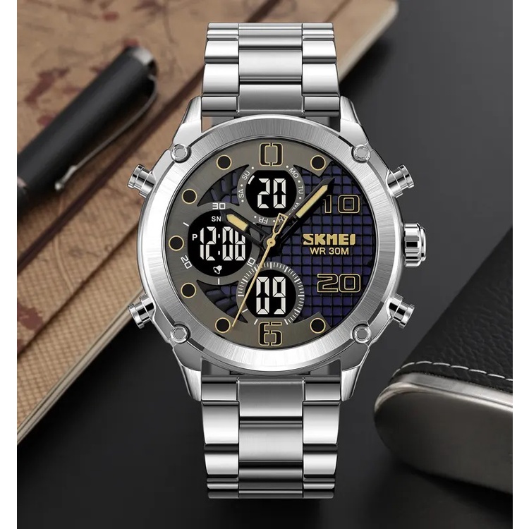 Relógio Masculino Skmei 1975 Esportivo Anadigital Aço Luxo