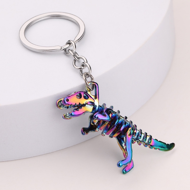 Chaveiro Criativo Alloy Dazzle Skull Dinossauro Halloween Homem Carro Acessórios Para Chaves Presentes