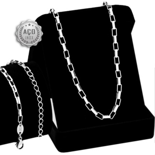 Conjunto Corrente E Pulseira Veneziana Aco Inox 316l Conjunto masculino aço inox