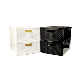 Kit 2 Gaveteiro Modular Empalhável Organizador Multiuso Rattan Plástico Resistente 1 Unidade