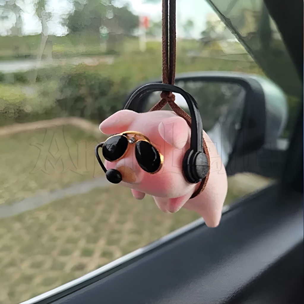 Espelho Retrovisor Pendurado Ornamentos Engraçado Presente Da Sorte Porco Criativo Fofo Balanço Rosa Porquinho Pingente De Sol Acessórios De Decoração De Interiores Automóveis
