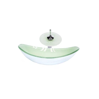 CUBA DE VIDRO OVAL 55CM BRANCA VALVULA TORNEIRA CASCATA
