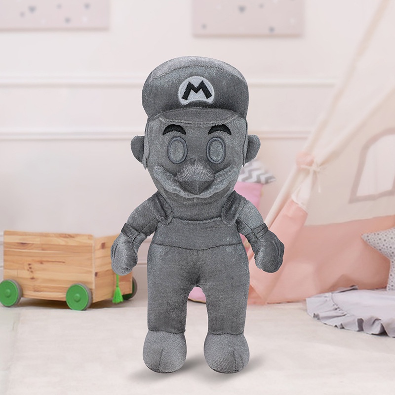 Super mario Boneca de Pel cia 28cm Novo Estilo Prata mario Sentado