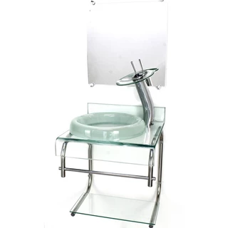 GABINETE DE VIDRO 40CM INOX COM CUBA CHAPEU INCOLOR