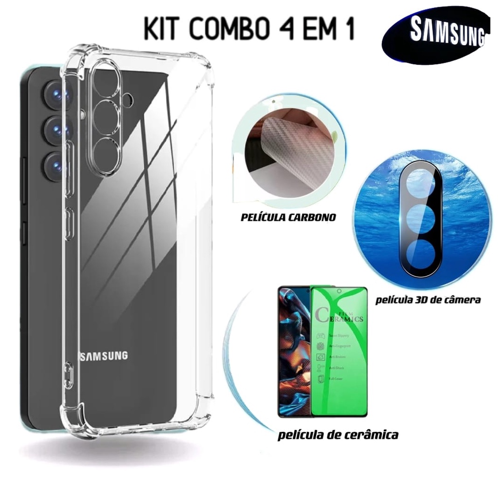 película de cerâmica 9D +Traseira de Carbono +capa capinha silicone +Pelicula de câmera Samsung Galaxy A54 A34 A24 A14 M54 M34 M14 M53 Película Privacidade de Vidro