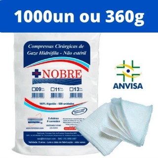 Compressa De Gaze 9 Fios 1000 Unidades Hidrófila Pacote Anvisa Descartável Kit