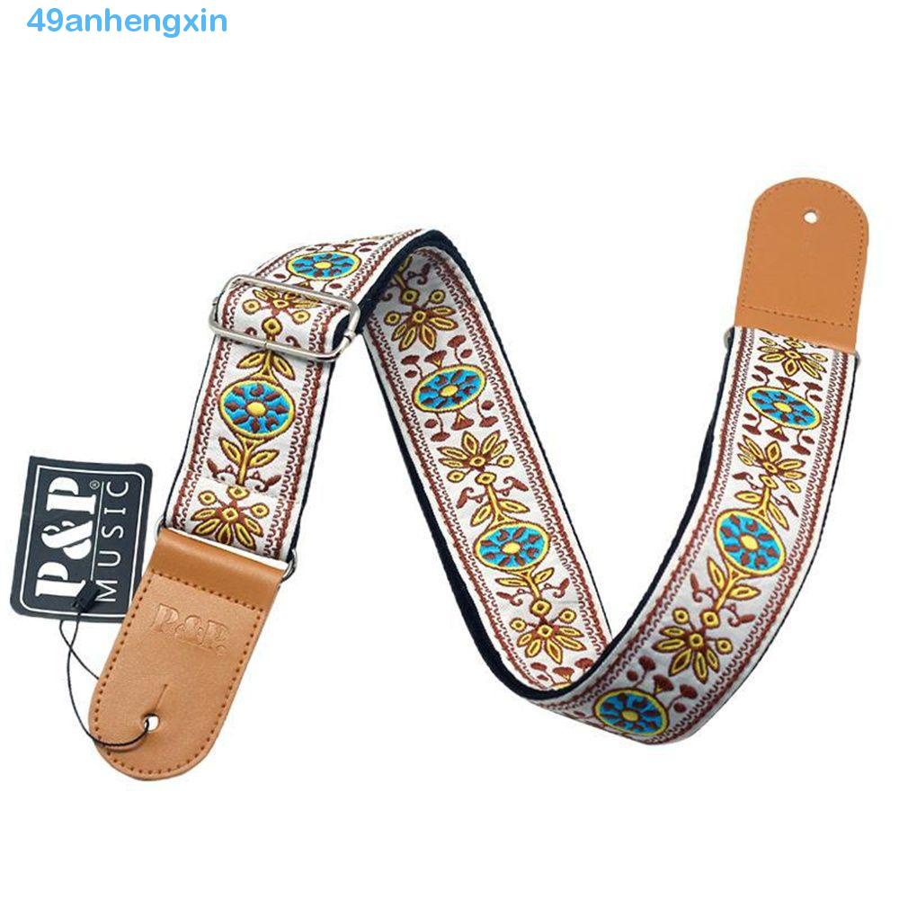 ANHENGXIN Correia De Guitarra Multi-Color Algodão Alargamento Bordado Ajustável Correias Elétrica