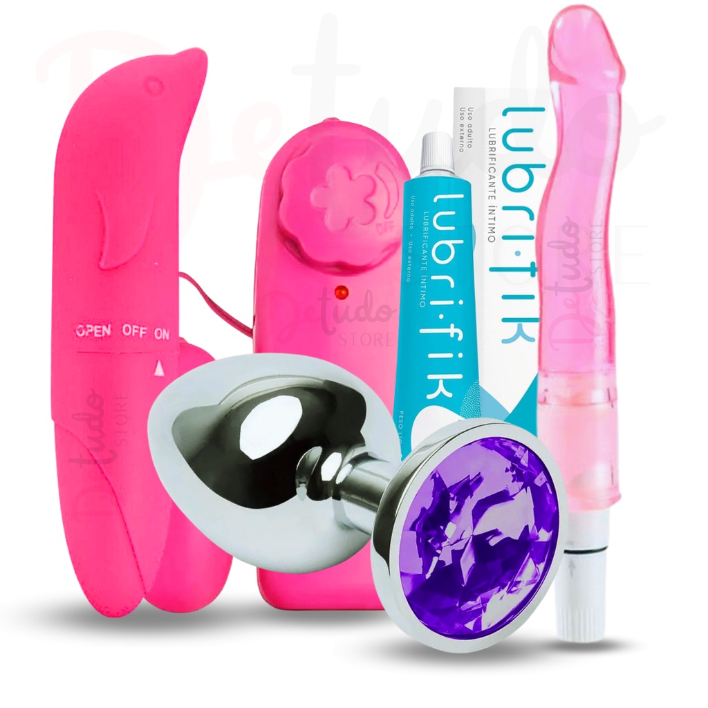 Kit Vibrador Ponto G Golfinho Rabbit Pênis Bullet Multivelocidades Controle A Prova Dágua Plug 1732