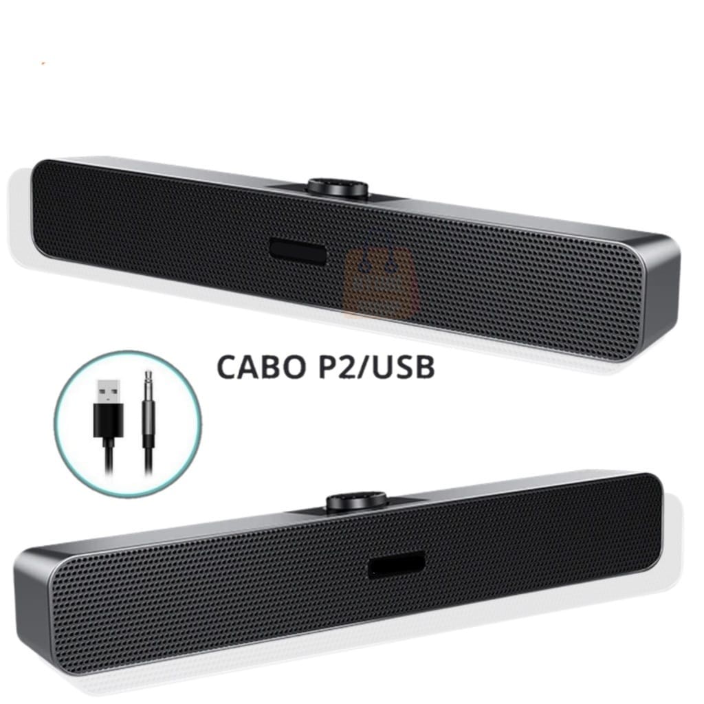 Mini Soundbar Caixa De Som Potente Smart Tv Pc Notebook P2 6W 38cm