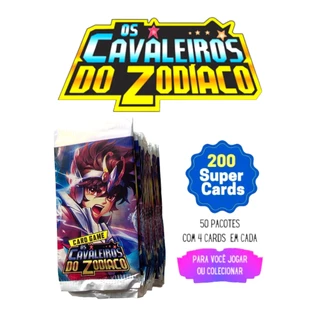 Kit 200 Cards Os Cavaleiros do Zodíaco 50 Pacotes Figurinhas
