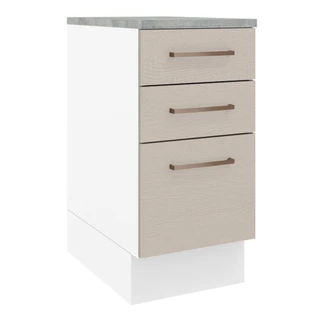 Balcão Armário de Cozinha 40 cm 3 Gavetas Branco/Crema Agata Madesa em Oferta na Shopee