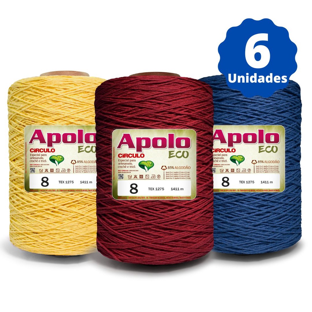 Barbante Apolo 1.8kg Kit 6 Unidades Escolha as Cores e Fio | Shopee Brasil