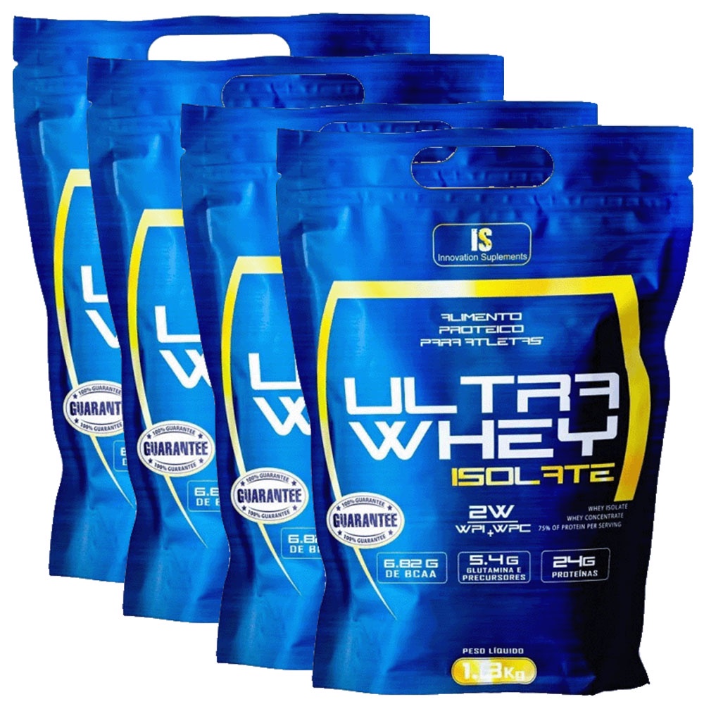 4x Ultra Whey Isolado 7,2kg Innovation Mousse de Baunilha