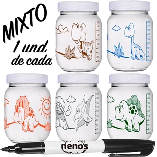 5 Potes Vidro Armazenar Leite Materno, Papinha (267.DINO)