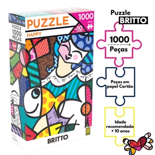 Quebra Cabeça Imagem 1000 Peças Pintura Happy Romero Britto