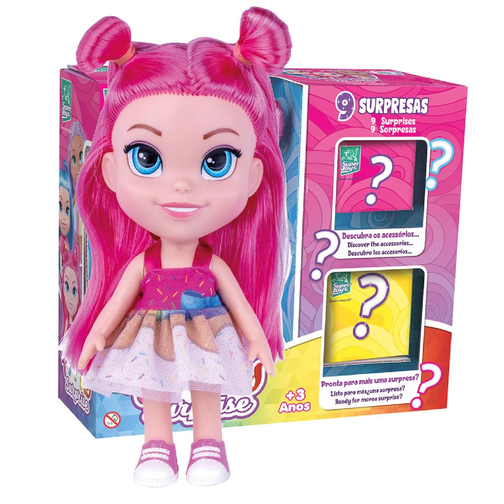 Boneca Happy Surpresa Cabelo Rosa Com Acessórios - Super Toys | Shopee ...