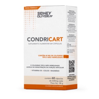 COLÁGENO TIPO II + CURCUMA + ÁCIDO HIALURÔNICO + VITAMINA D3 + MSM  CONDRICART CÚRCUMA 60 CÁPSULAS SIDNEY OLIVEIRA - Ultrafarma